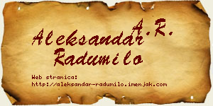 Aleksandar Radumilo vizit kartica